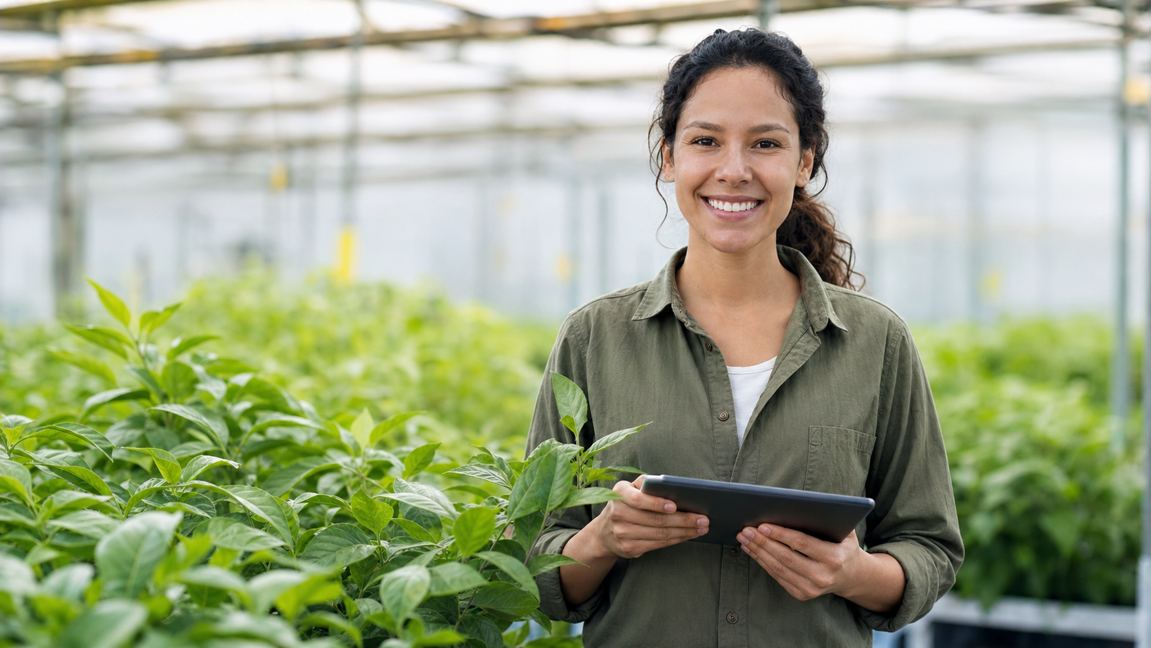Agriculture professional in a greenhouse